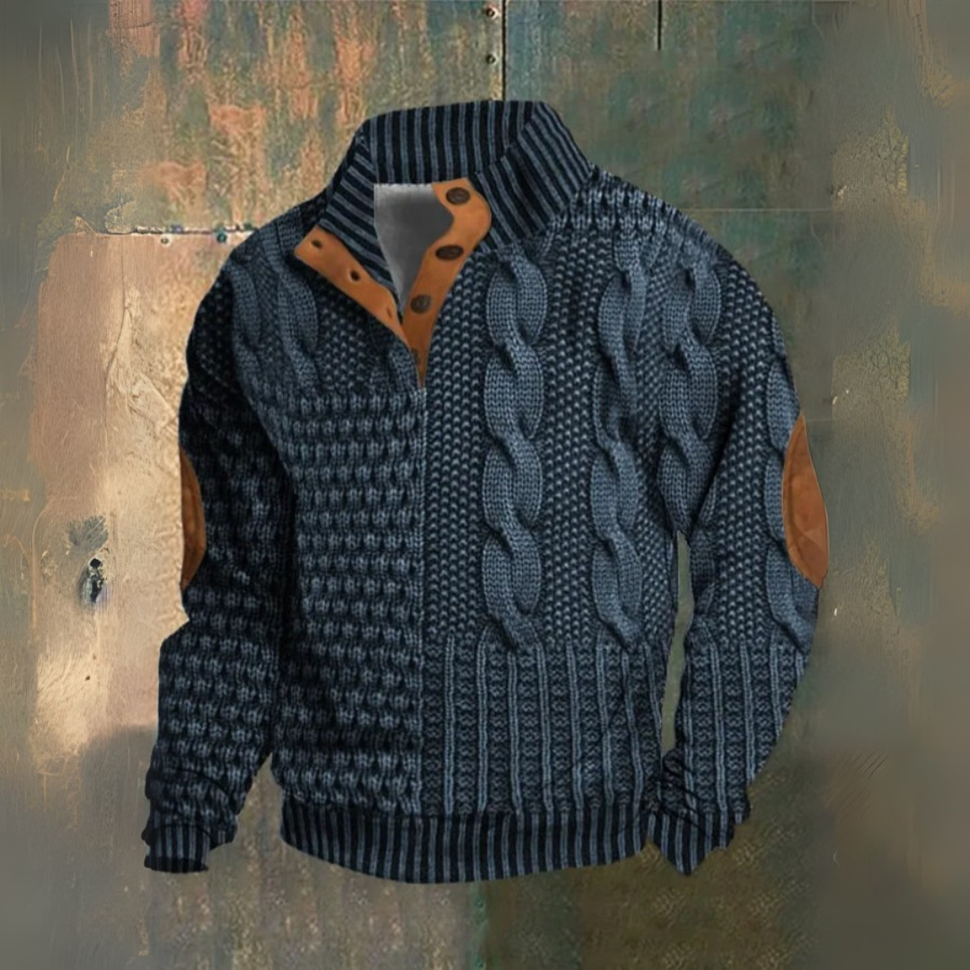 Mikael™ | Sweatshirt met Hoge Kraag en Knopen