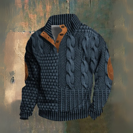 Mikael™ | Sweatshirt met Hoge Kraag en Knopen