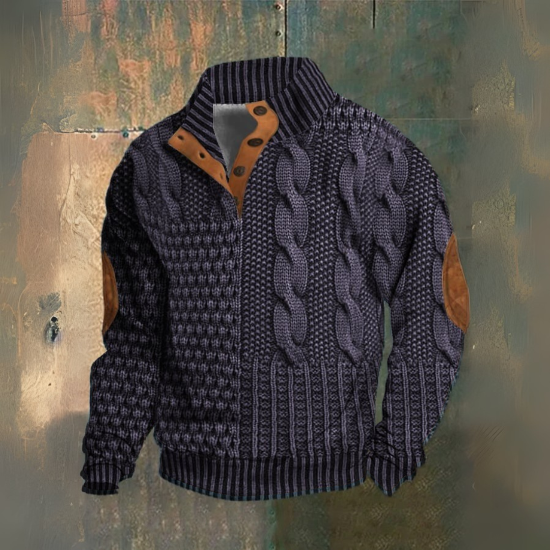 Mikael™ | Sweatshirt met Hoge Kraag en Knopen