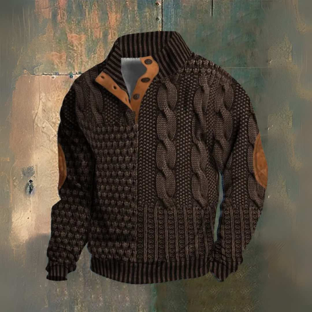 Mikael™ | Sweatshirt met Hoge Kraag en Knopen