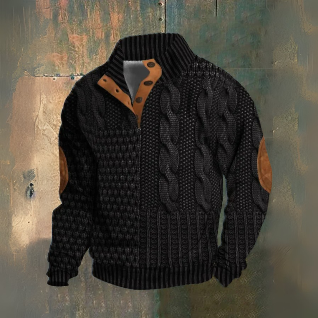 Mikael™ | Sweatshirt met Hoge Kraag en Knopen
