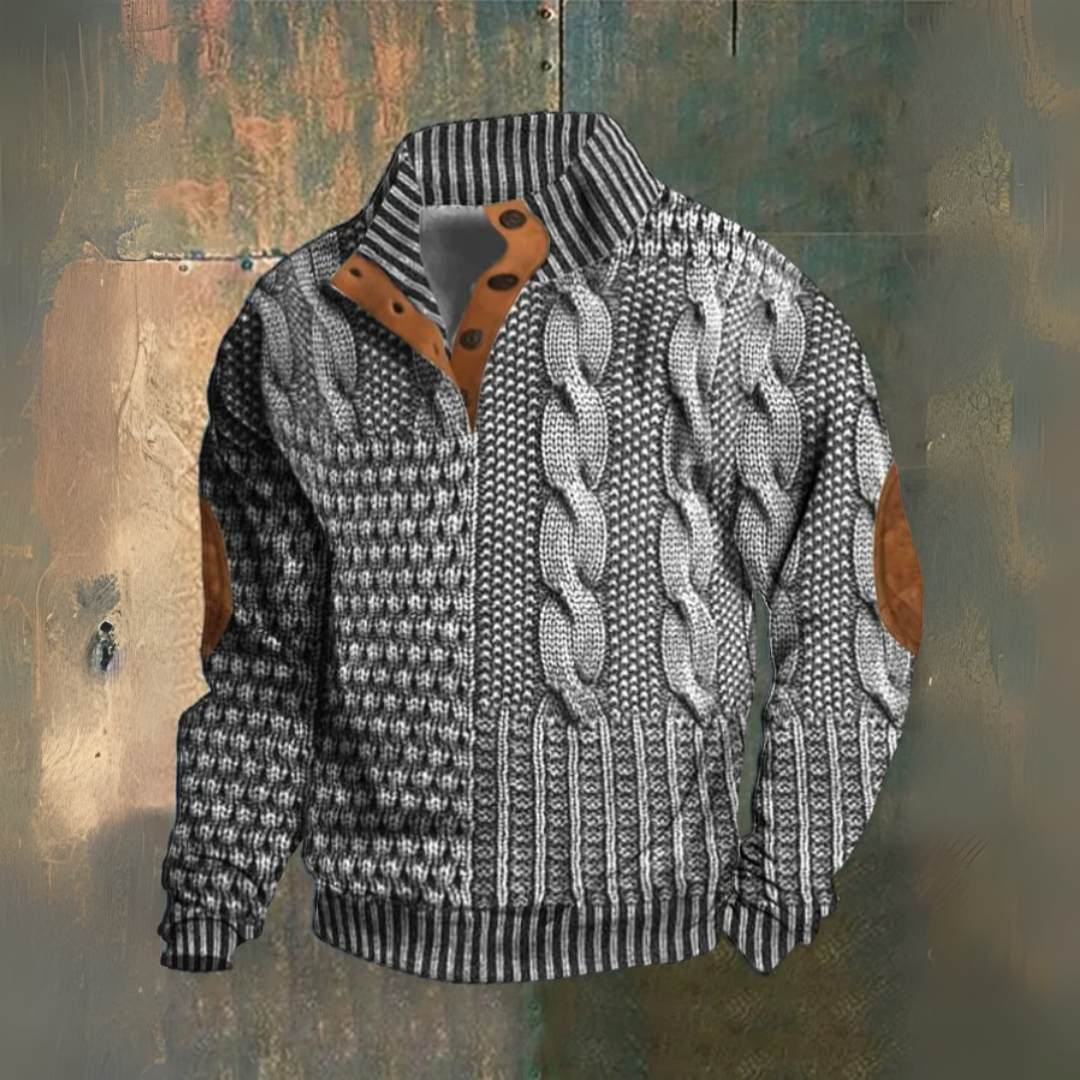 Mikael™ | Sweatshirt met Hoge Kraag en Knopen