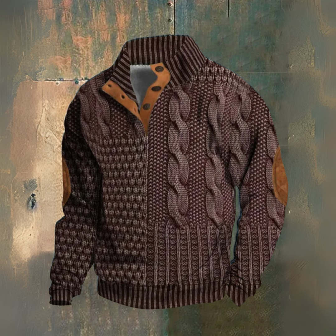 Mikael™ | Sweatshirt met Hoge Kraag en Knopen