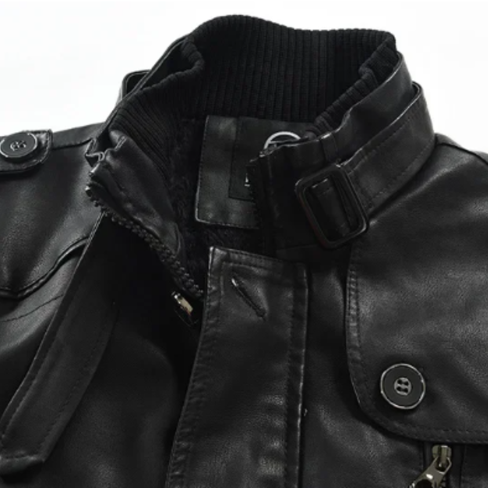 Elegante lange leren bikerjas