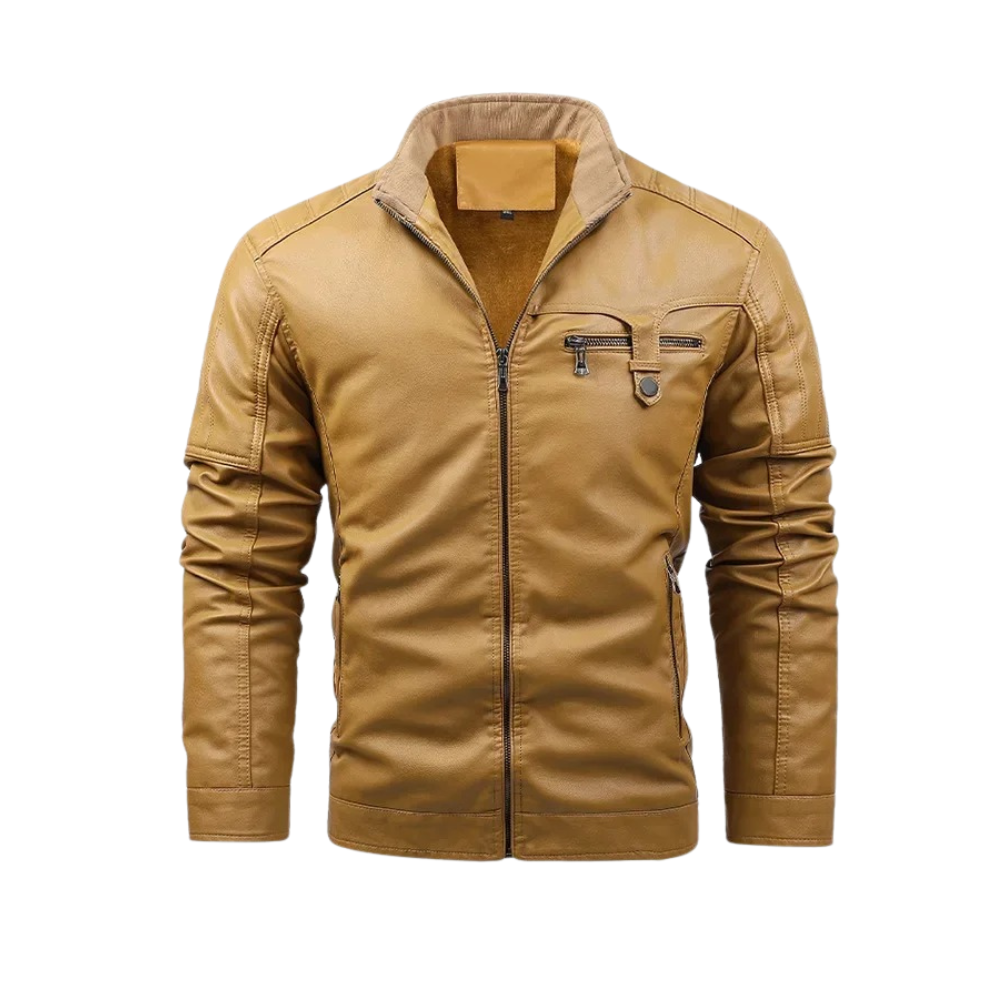 Retro fleece gevoerde leren jas