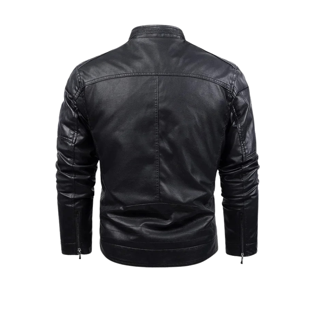 Retro fleece gevoerde leren jas