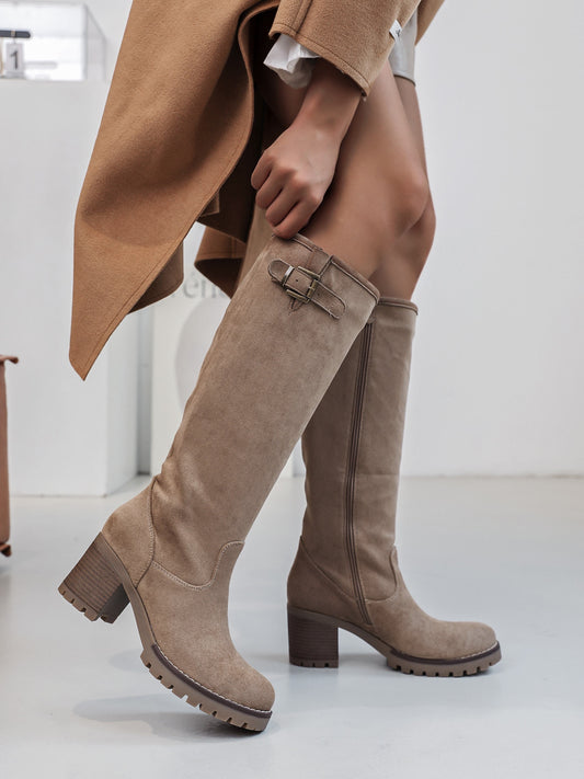 Hoge Gesp Taupe Boots