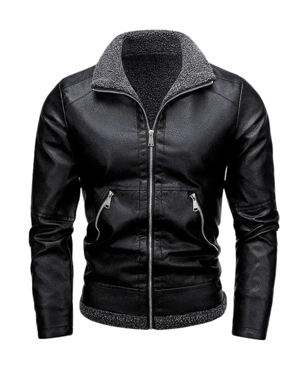 Elegante leren jas van fleece