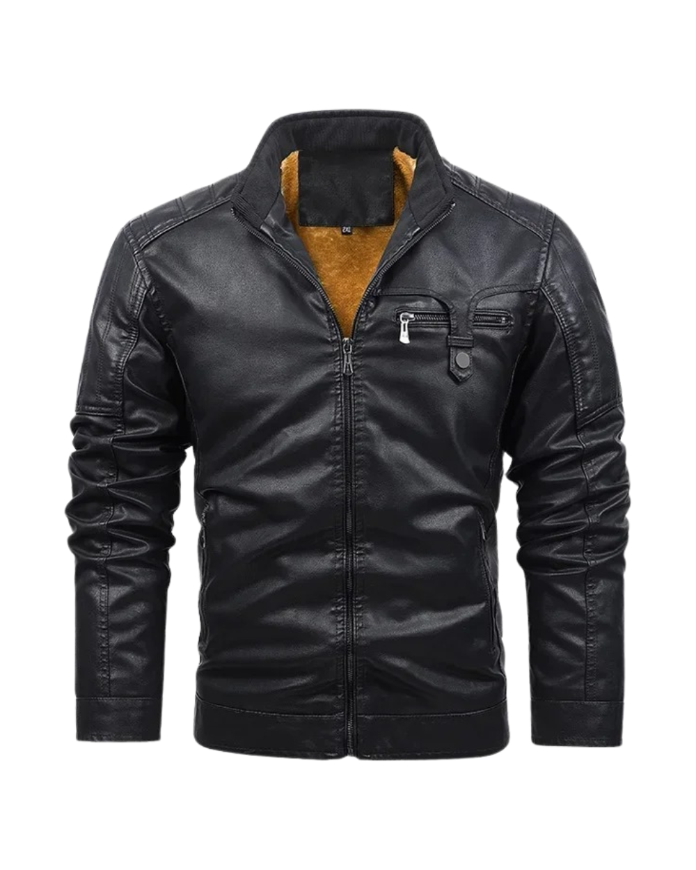 Retro fleece gevoerde leren jas
