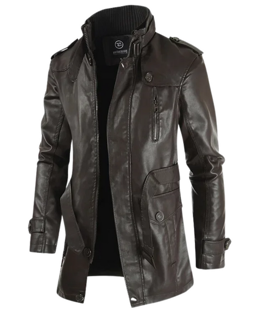 Elegante lange leren bikerjas