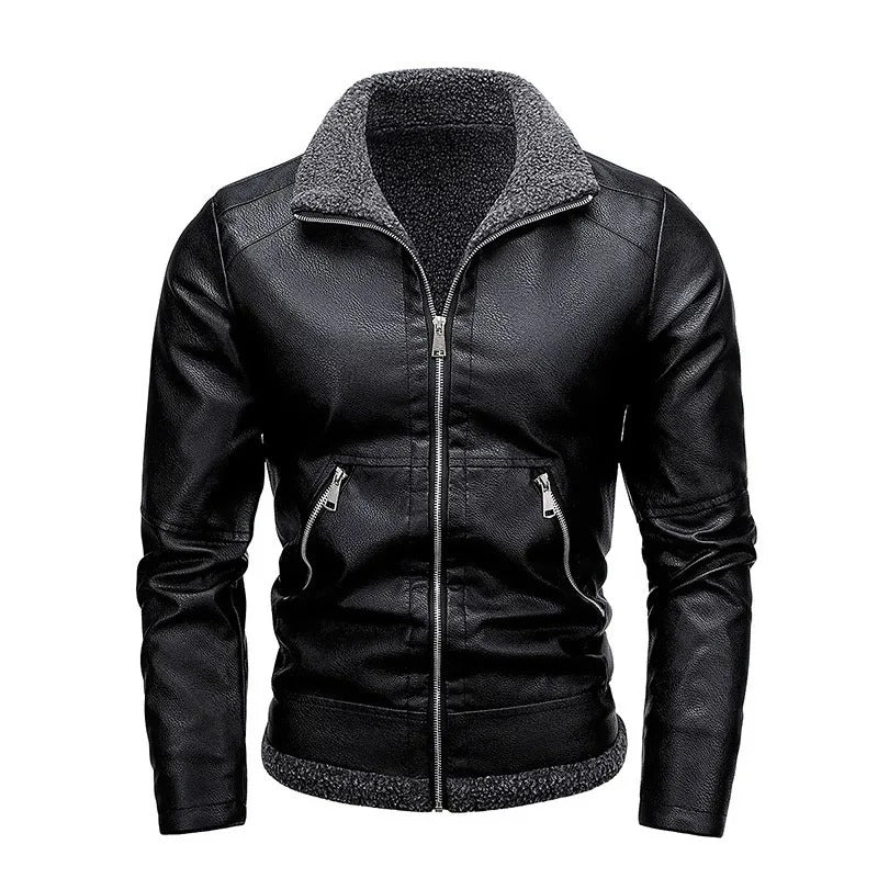 Elegante leren jas van fleece