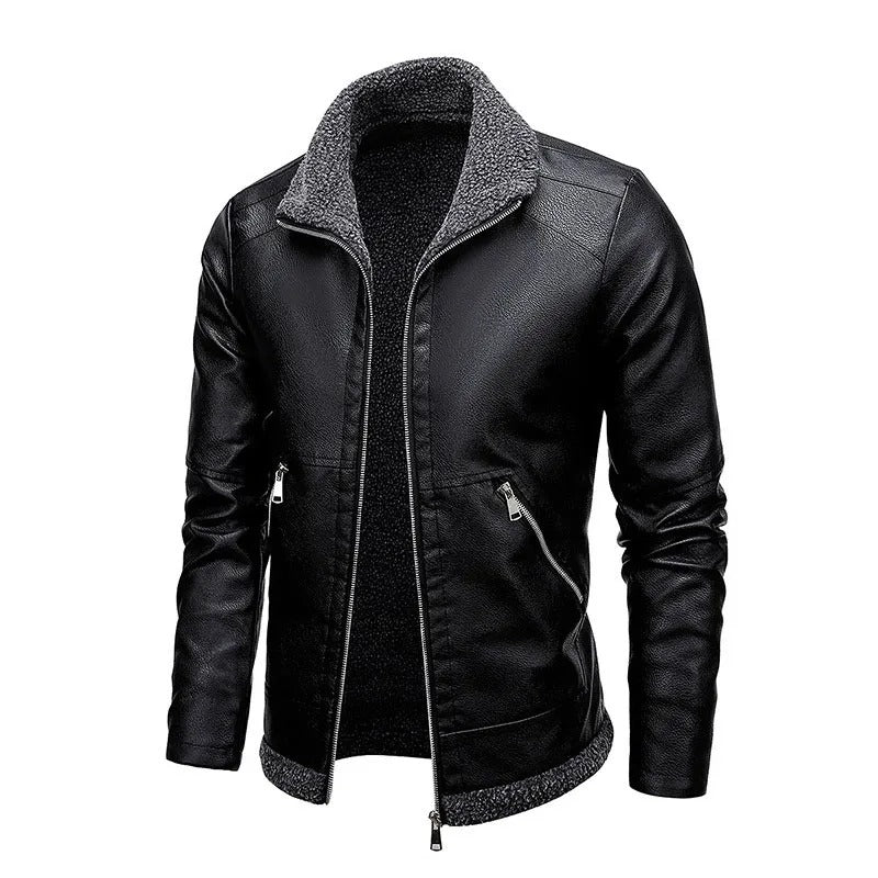 Elegante leren jas van fleece