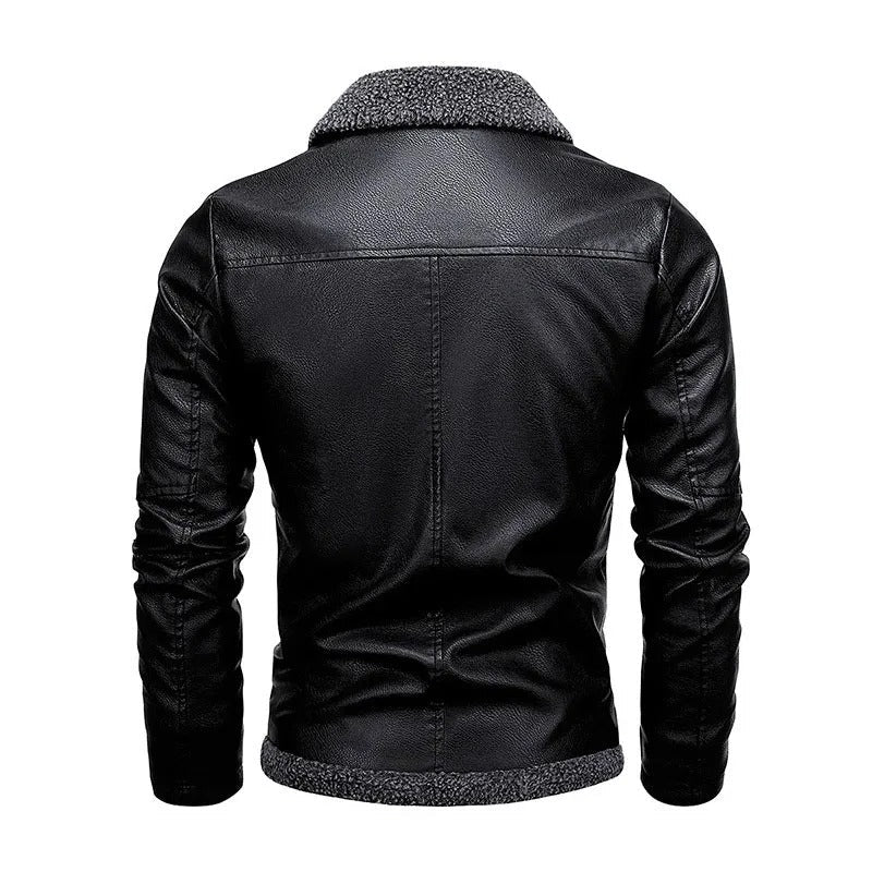 Elegante leren jas van fleece