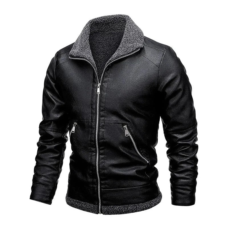 Elegante leren jas van fleece