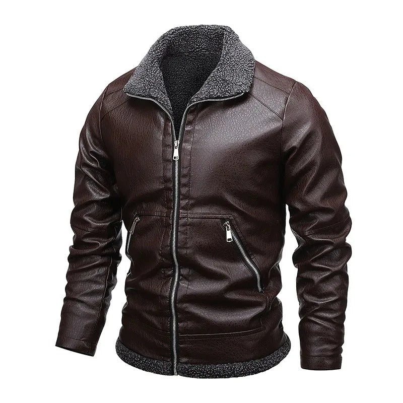 Elegante leren jas van fleece