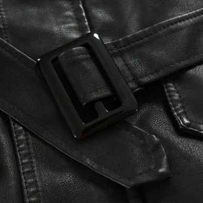 Elegante lange leren bikerjas