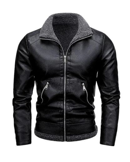 Elegante leren jas van fleece