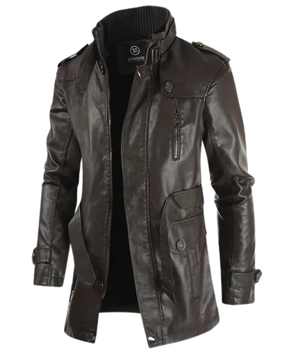 Elegante lange leren bikerjas