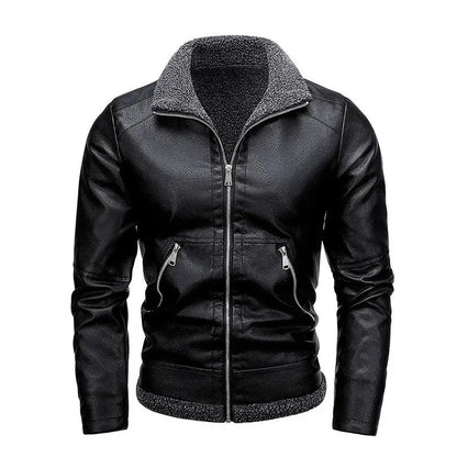 Elegante leren jas van fleece