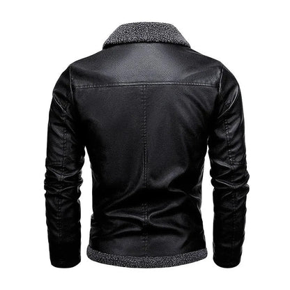 Elegante leren jas van fleece