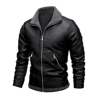 Elegante leren jas van fleece