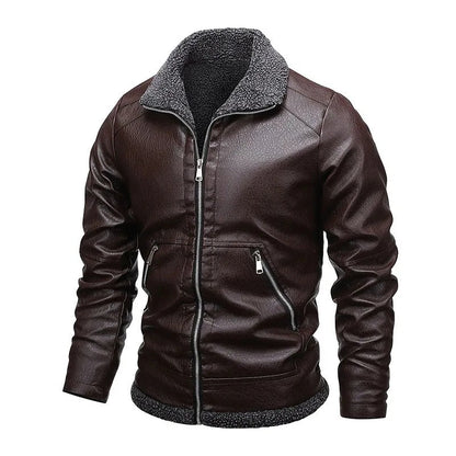 Elegante leren jas van fleece