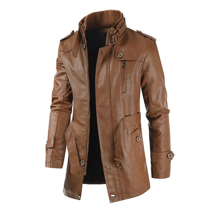 Elegante lange leren bikerjas