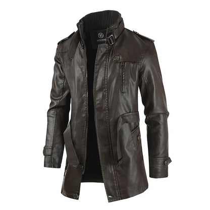 Elegante lange leren bikerjas