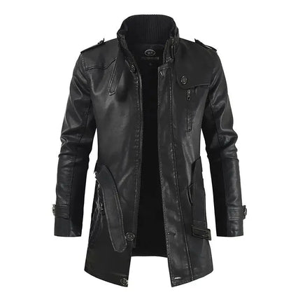 Elegante lange leren bikerjas