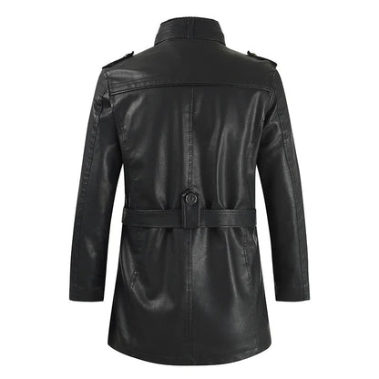 Elegante lange leren bikerjas