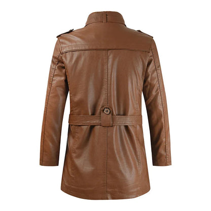 Elegante lange leren bikerjas